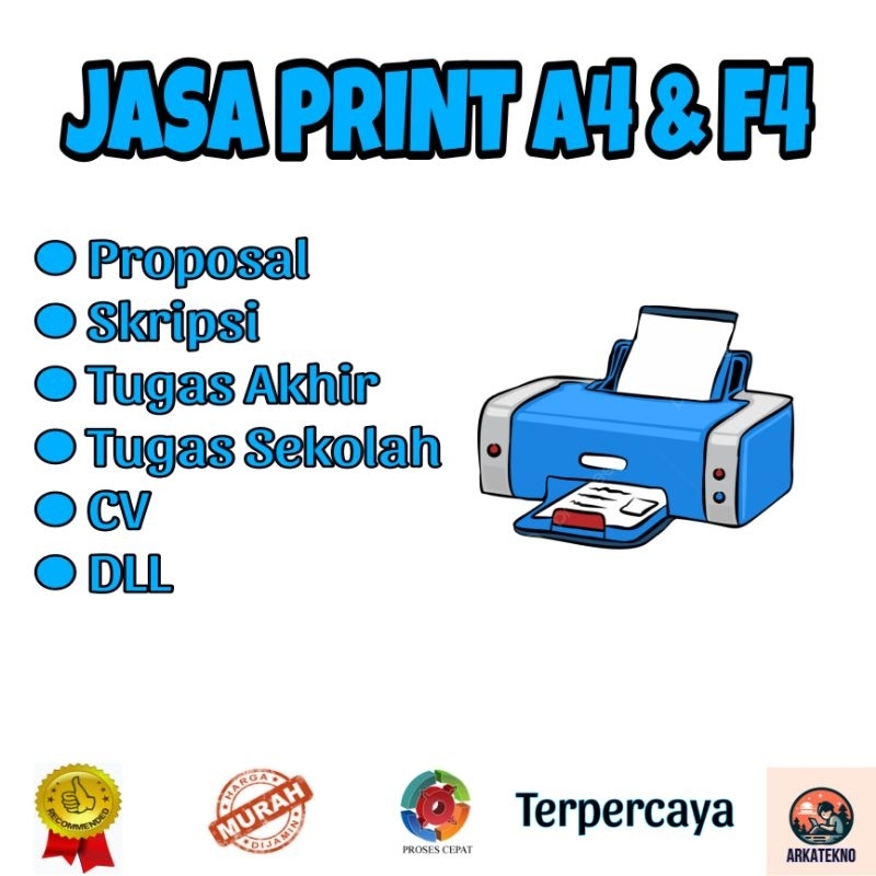 

Jasa Print A4 | F4 | 1 Sisi Muka | 2 Sisi Muka | Warna | Hitam Putih