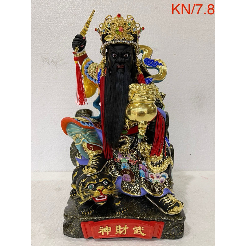 patung dewa Hantankong mata tanam topi Taiwan 12in kayu