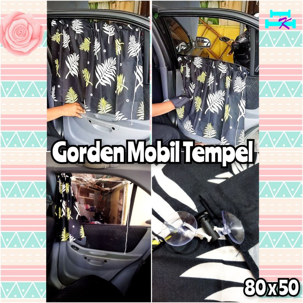 Gorden Tirai Mobil Portabel Pelindung Panas Silau Model Tempel Ukuran 80x50