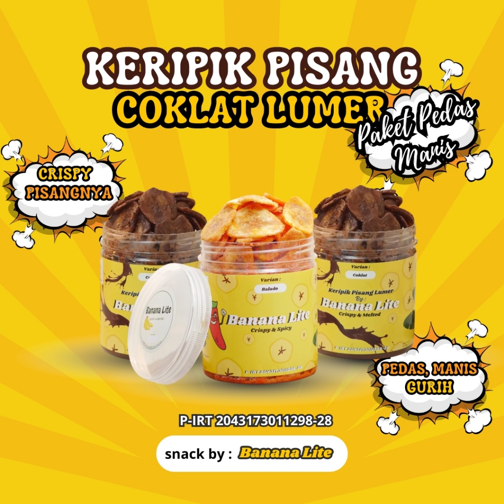 

Banana Lite Paket Pedas Manis 3 Toples 700 gram | Keripik Pisang Coklat Lumer Snack Cemilan Viral Bananachips