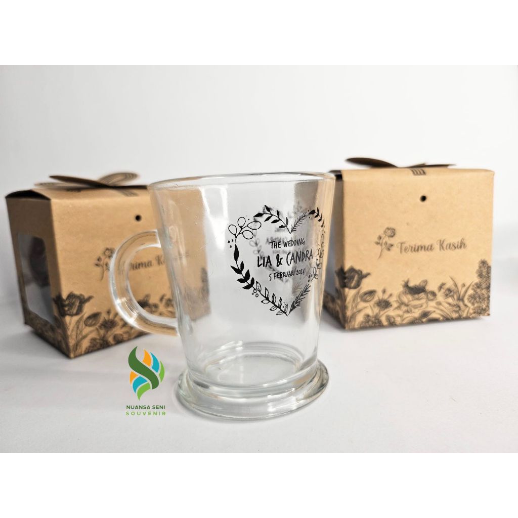 Souvenir Gelas Coffee Espresso Mocha Cappucino Latte Americano Affogato Glass 180 ml Cangkir Sablon