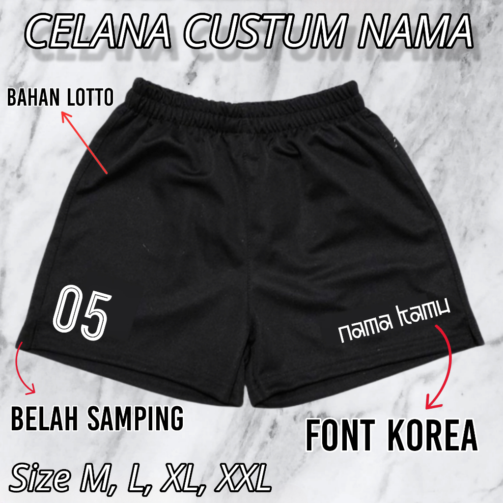 Celana Voli Custom Nama Font Korea Terbaru/ Celana Voli Cewek Cowok