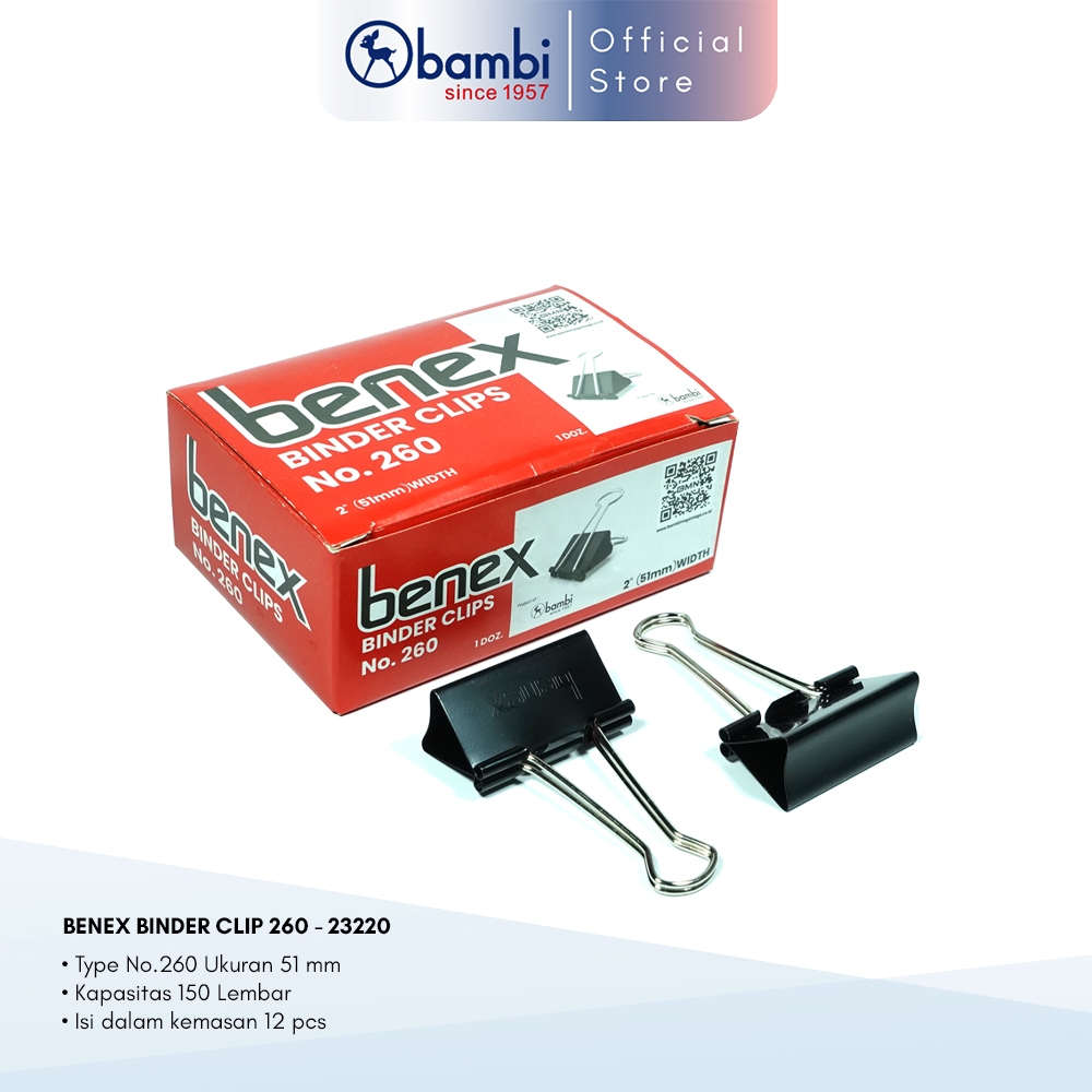 

Benex Binder Clip Benex 51 mm Jumbo Size Edisi Paper Clip & Penjepit Kertas No 260 Original