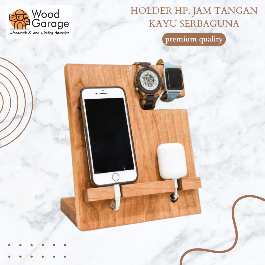 Stand holder hp, jam tangan kayu / dudukan hp kayu minimalis