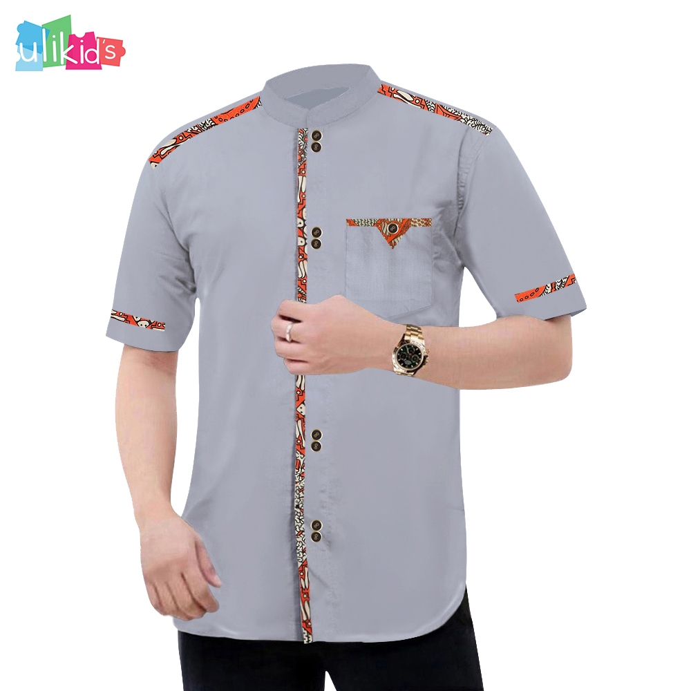 Ulikids Baju Koko Pria Dewasa Muslim Kemeja Lengan Pendek Batik M L XL XXL Terbaru