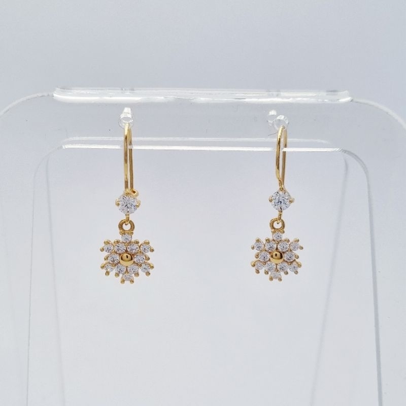 1.63 gr - Anting Emas Kawat Bunga 2.3 cm Kadar 70% 700 16K - T3