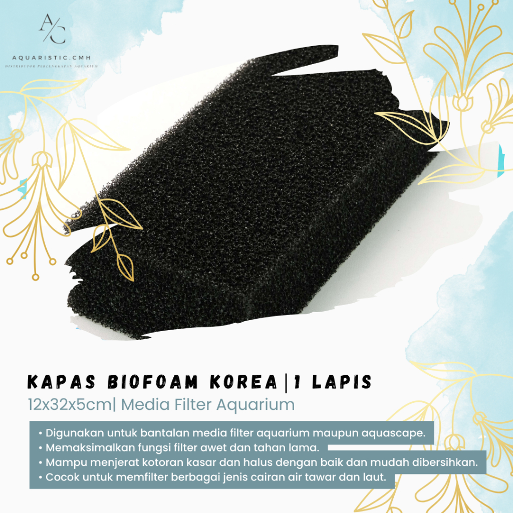 Kapas Busa Bio Foam Biofom Korea Filter Media Aquarium Aquascape 12x32x5cm 1 Lapis