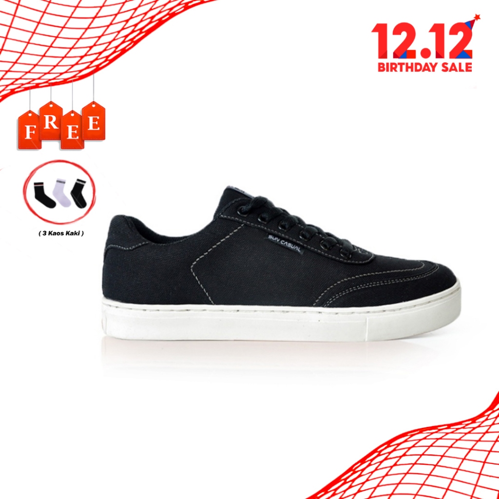 Sun Casual - Razor Black / White - Sepatu Sneakers