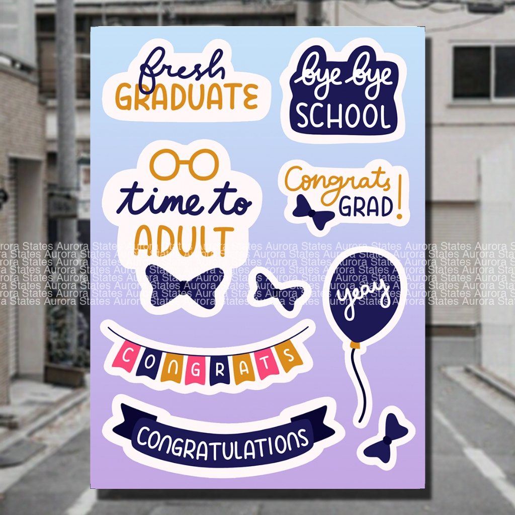 

Sticker Gradduate | Sticker Typograpy | Sticker Waterproff | Sticker Jurnal