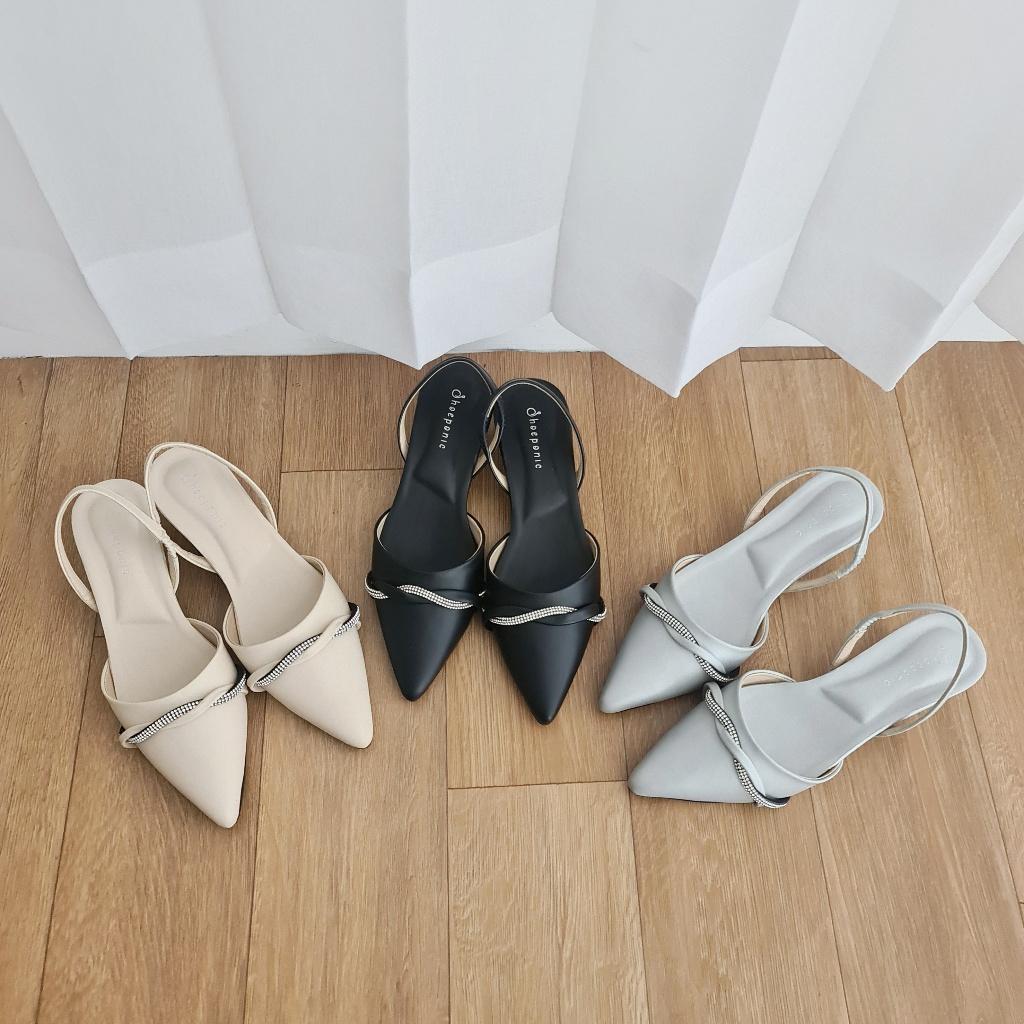 Leora Veddira - Shoeponic - Sandal Hak Tinggi - Hak 3 cm - SPN Heel Tali Mules - Sendal Dewasa Perem