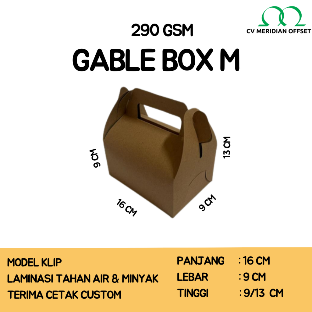 

Gable Box Kraft/Box Souvenir/Box Hampers/Box Bingkisan/Packaging Box/Dus Kue /Box Snack/Kotak Kue/Box Kue/Dus Ulang Tahun/Kemasan Makanan