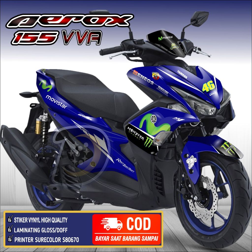 Decal Aerox 155 VVA Lama Striping AEROX 155 Lama Stiker Aerox 155 Old Movistar