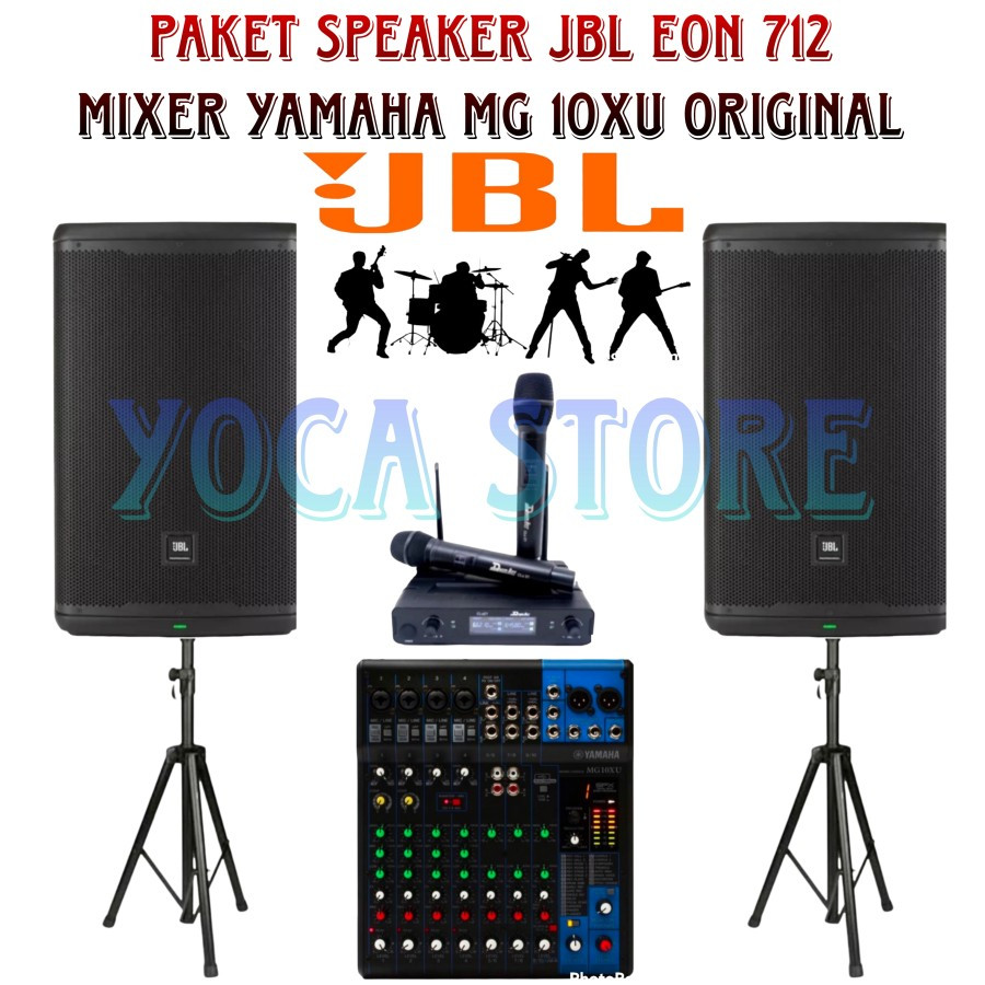 Paket Karaoke Live Musik JBL EON 712 Mixer Yamaha MG10XU FULL SET ORIGINAL