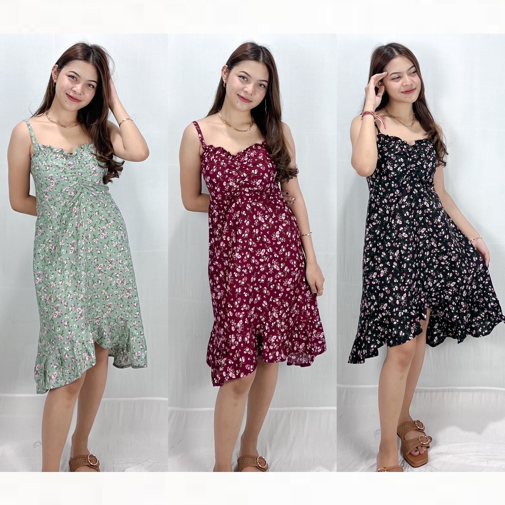Midi Dress Ruffle Wanita - Daster Lekton Tali Kecil