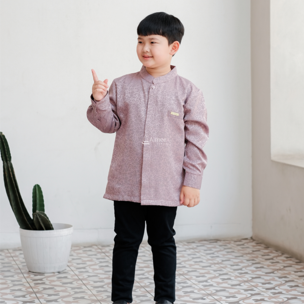 Aimee Label - Sarimbit Keluarga AZKA Family Dove / Sarimbit Keluarga 2024 / Baju Muslim Couple / Baju Couple Keluarga / Sarimbit Muslim / Set Family-koko anak pendek