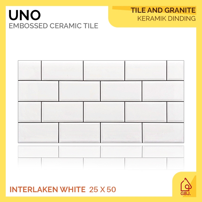 KERAMIK UNO 25 X 50 INTERLAKEN WHITE / KERAMIK DINDING SUBWAY BATA