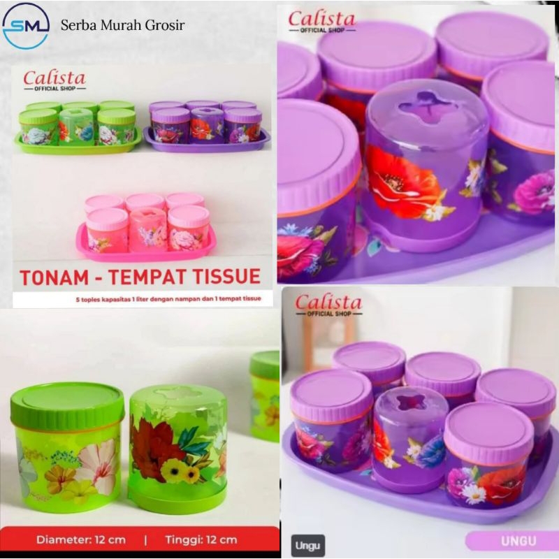 Toples Lebaran/Toples Snack/Toples Set+Tatakan/Toples Plastik set/toples lebaran/Toples Clista+Tisue