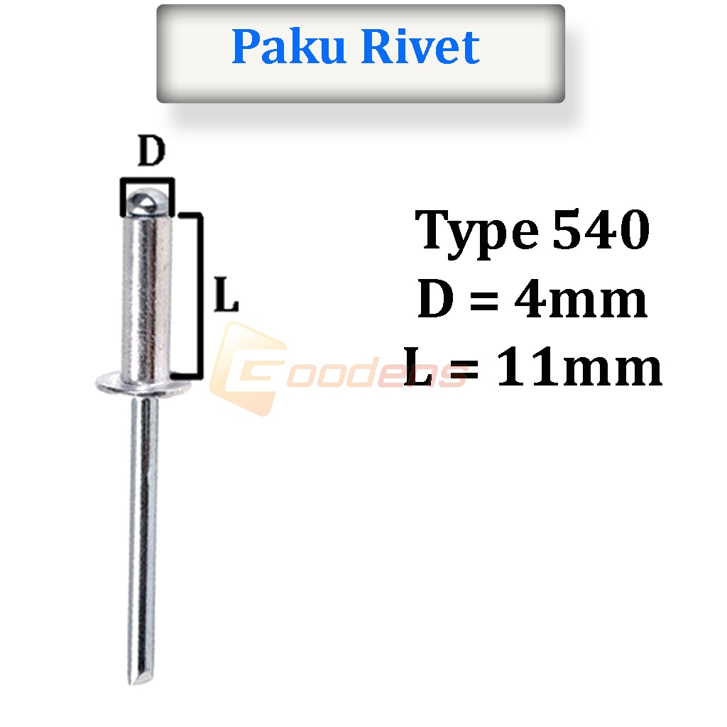 Paku Rivet Paku Keling 540 4mmx11mm isi 100 pcs