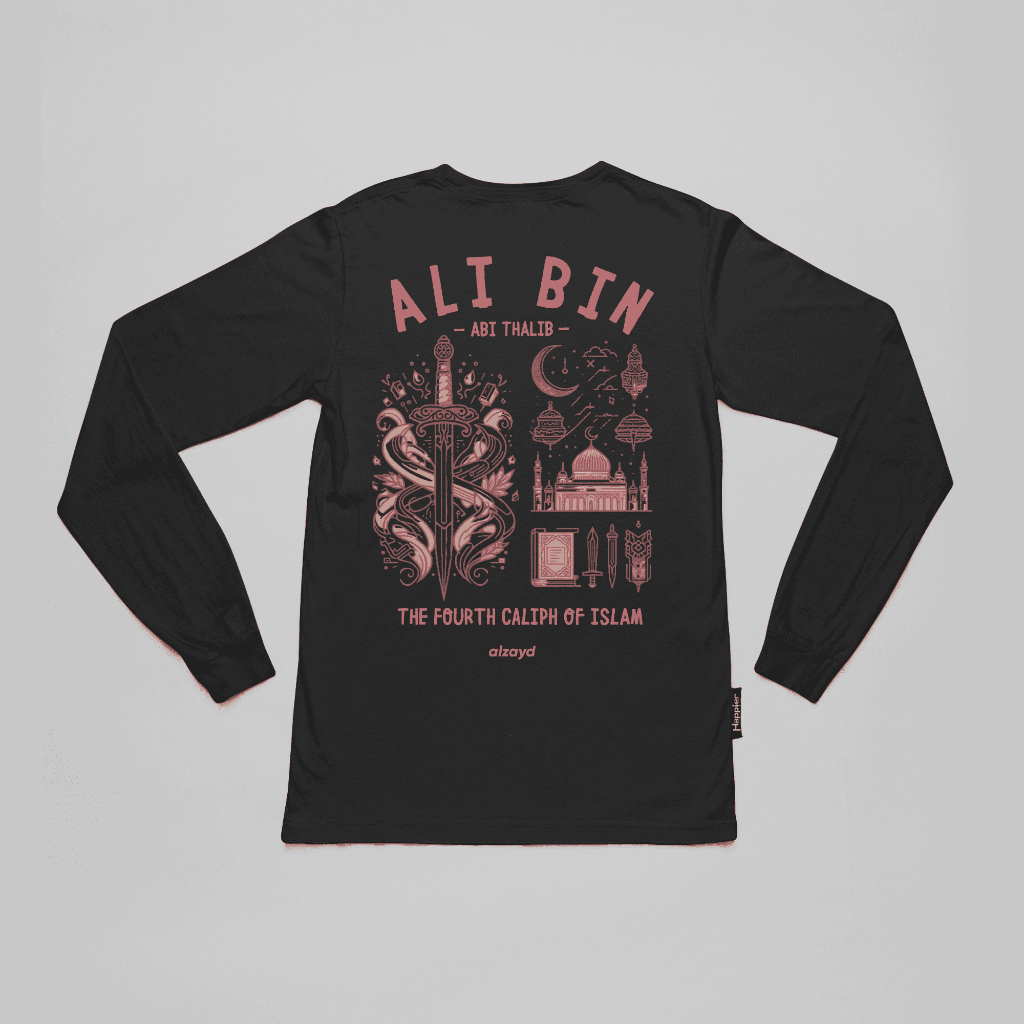 Alzayd - Baju Kaos Ali Bin Abi Thalib 2 T-Shirt Longsleeve Islam Islami Dakwah Quotes Tauhid Pria Di