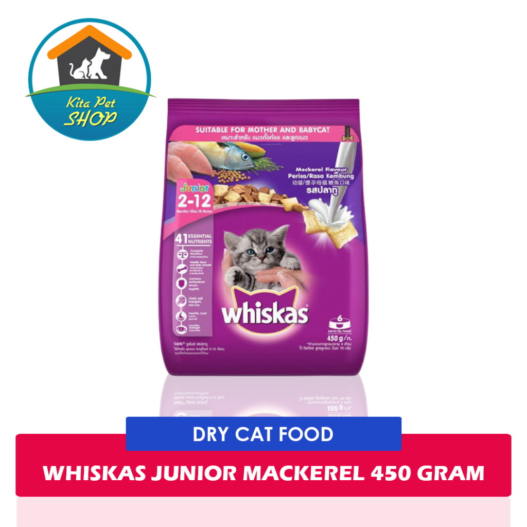 Whiskas Junior Makarel 450gr makanan kering untuk anak kucing Mackarel 450 gram dry food for cat