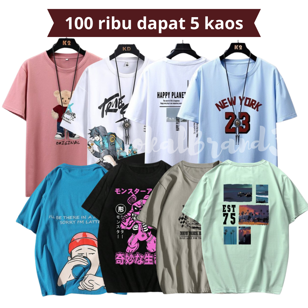 PAKET LEBIH MURAH 100 RIBU DAPAT KAOS 5 PCS KEKINIAN