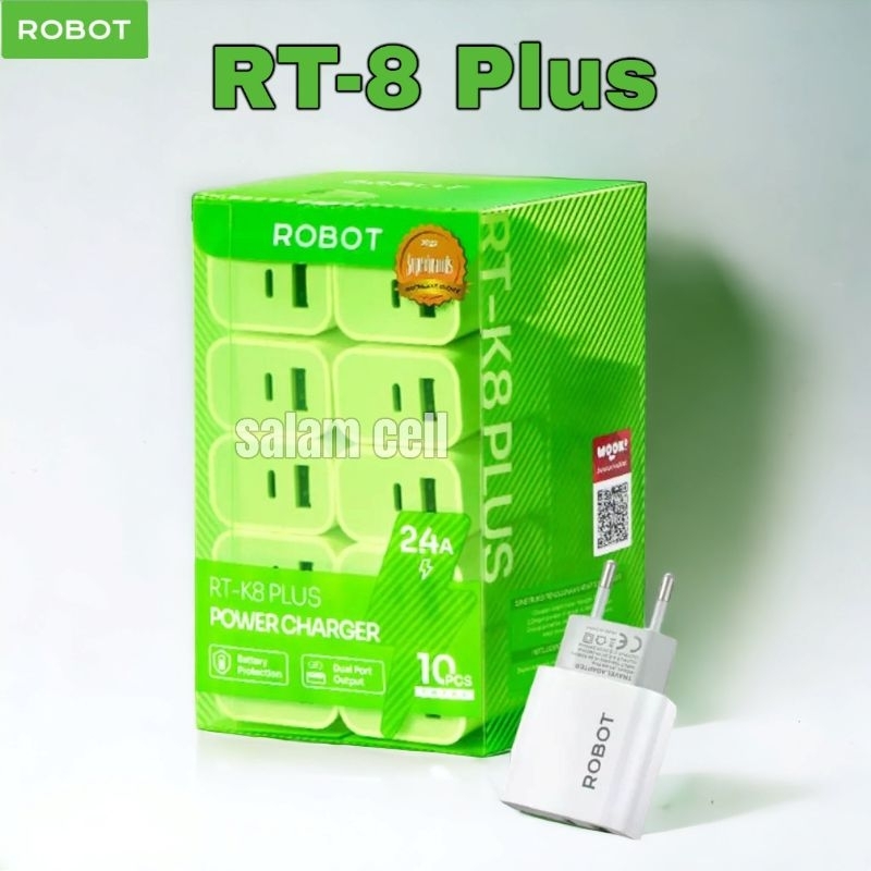 Adaptor ROBOT RT-K8 plus Dual Output Usb A + Usb C 2.4A