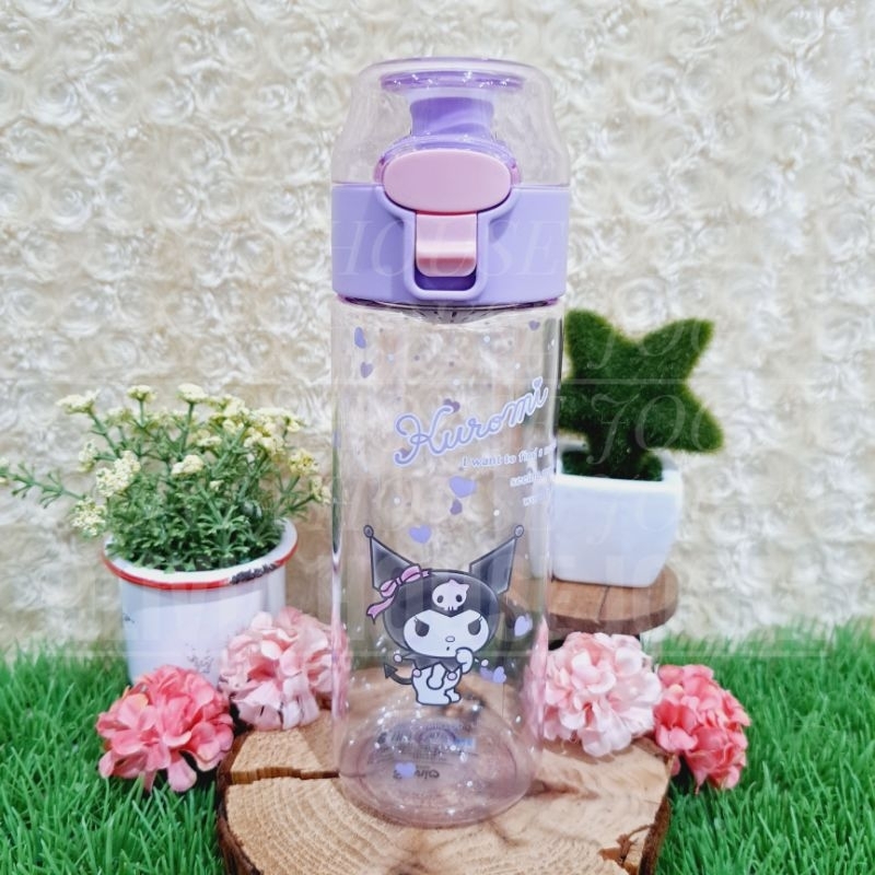 Botol Minum Kuromi 550 ml Bening Motif Botol Kuromi Ungu Tanpa Sedotan Tumblr Kuromi Ungu