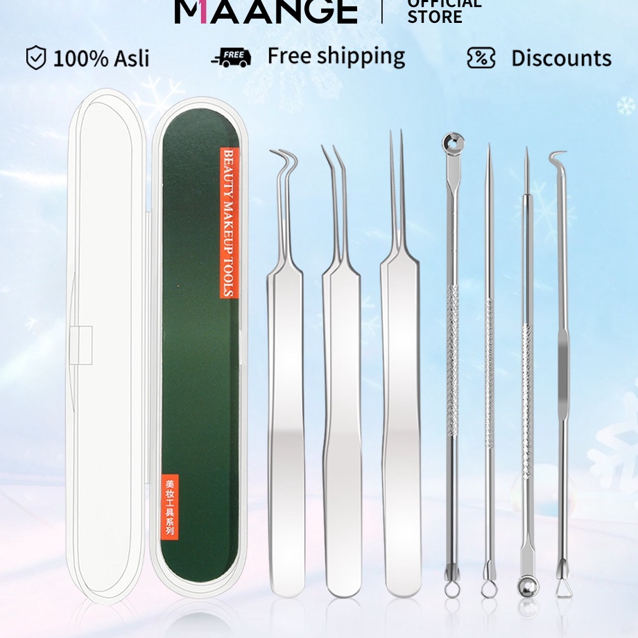 Baru MAANGE 7 Pc/Set Komedo Jerawat Penghilang Jerawat Pinset 3044