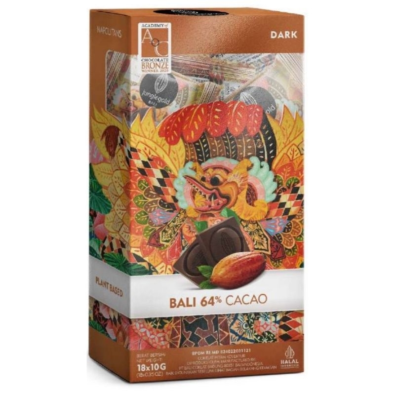 

Hampers JUNGLEGOLD Napolitans Bali 64% Cacao Dark Chocolate 18x10g