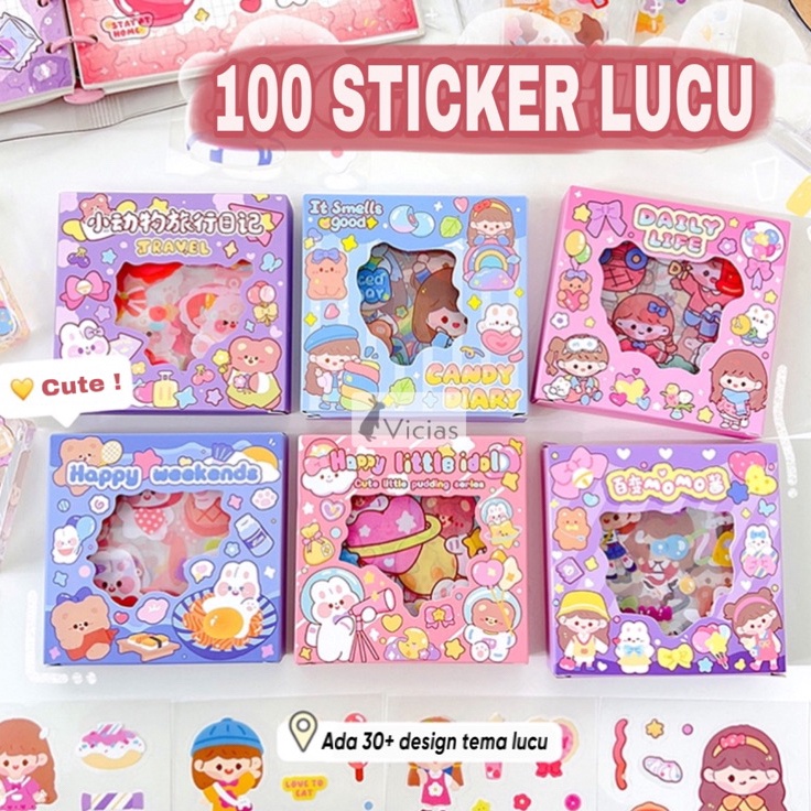 

Terkini 100 Lembar Sticker Box PVC Waterproof Anti Air Stiker Lucu Anak Hadiah Pasti Murah