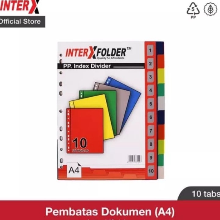 

Diskon Index Divider A4 Inter X 10 Tab / Pembatas Binder Ordner ☊✵