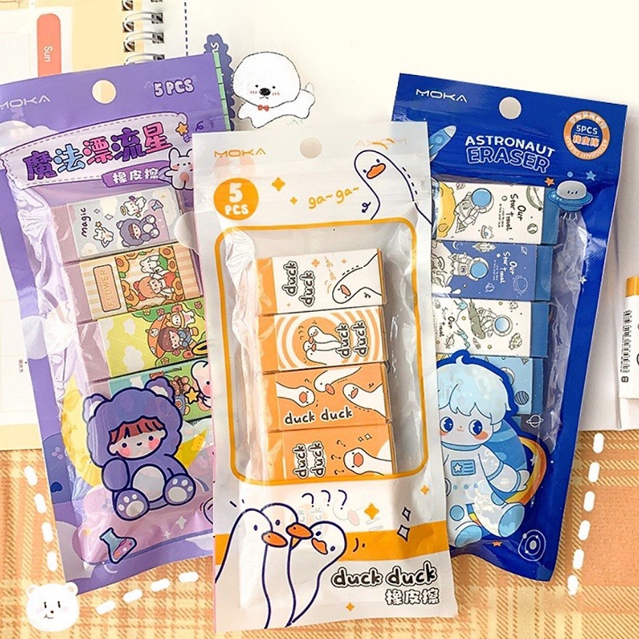 

Best Terlaris ED - 5 IN 1 PENGHAPUS PENSIL MOTIF KAWAII / ERASER LUCU SET ☇✯✱