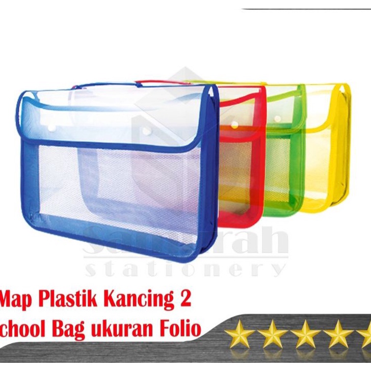 

Dijual Map Plastik Kancing 2 Jaring Folio / Zipper School Bag / Map Tenteng Sekolah Model Terkini