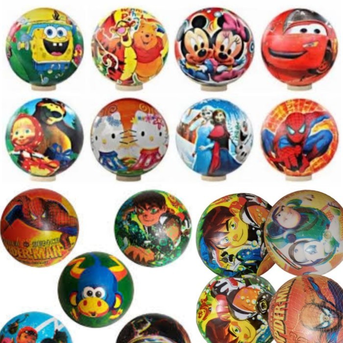 BOLA KARET MOTIF KARAKTER - MAINAN BOLA KARET ANAK