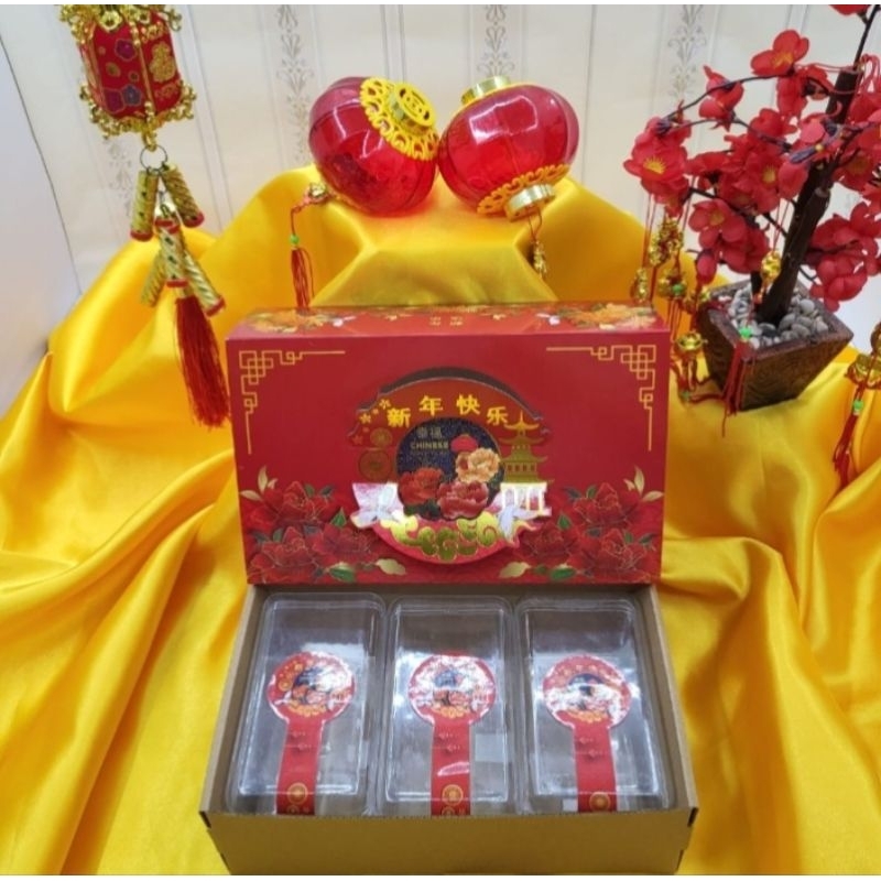 

(Free Hangtag) Premium Box Imlek 3 toples 350gr persegi panjang Box Imlek Kuker Box Imlek Cookies Dus Kuker Imlek Kotak Kue Imlek Box cookies imlek Box hampers imlek