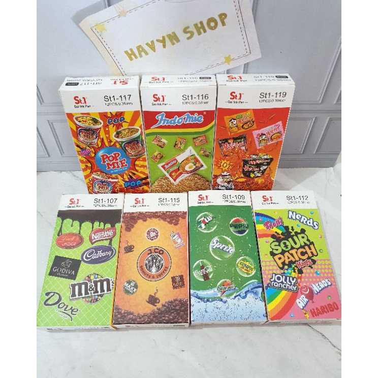 

Best Produk (12pc) pen gel/pen motif makanan minuman/pulpen lucu/pen mie/pen fancy