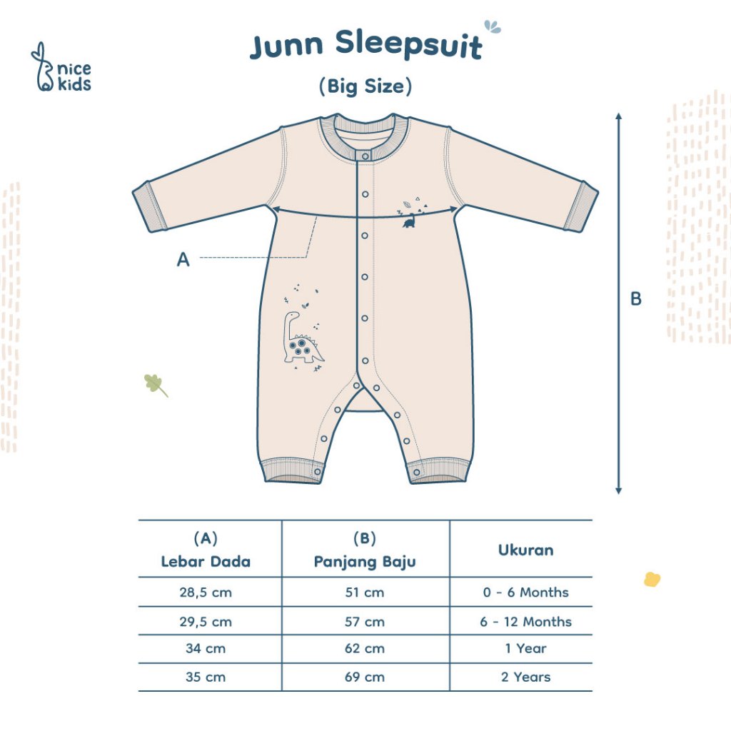 [REJECT SALE] Defect Junn Series Nice Kids (Onesie Playsuit Sleepsuit 0-2 Tahun)