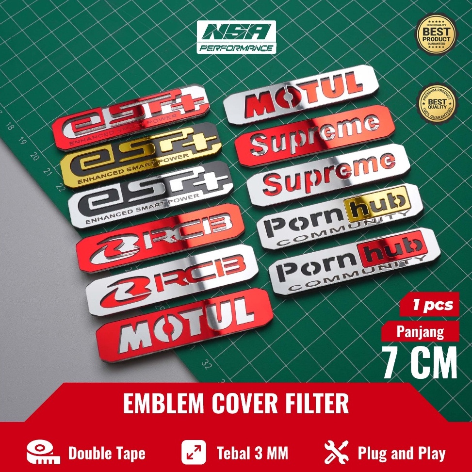 HB41 1PCS EMBLEM FILTER BOX LOGO ESP ESP+ LOGO RCB LOGO MOTUL LOGO SUPREME TIMBUL EMBLEM RCB EMBLEM 