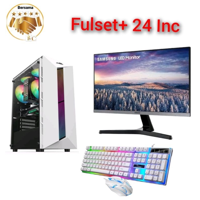 PC Gaming core i7 monitor led  key mouse full set siap pakai