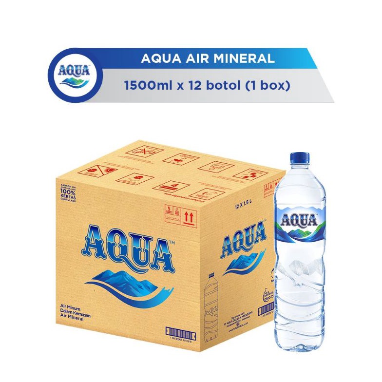 

71 AQUA BOTOL AIR MINERALE 1500 ML / 1.5 LITER ISI 12 BOTOL PER DUS ➤Best Produk