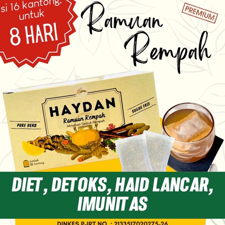 

Murah Banget HAYDAN | Teh Detox | Teh Celup Rempah | JSR | Imunitas | Ramuan Rempah Haydan Ready