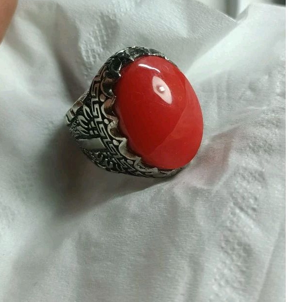 cincin batu Akik natural Red marjan laut merah