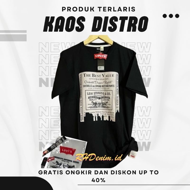 Kaos Distro Pria, Baju Lengan Pendek Pria, Baju Katun Motif Koran