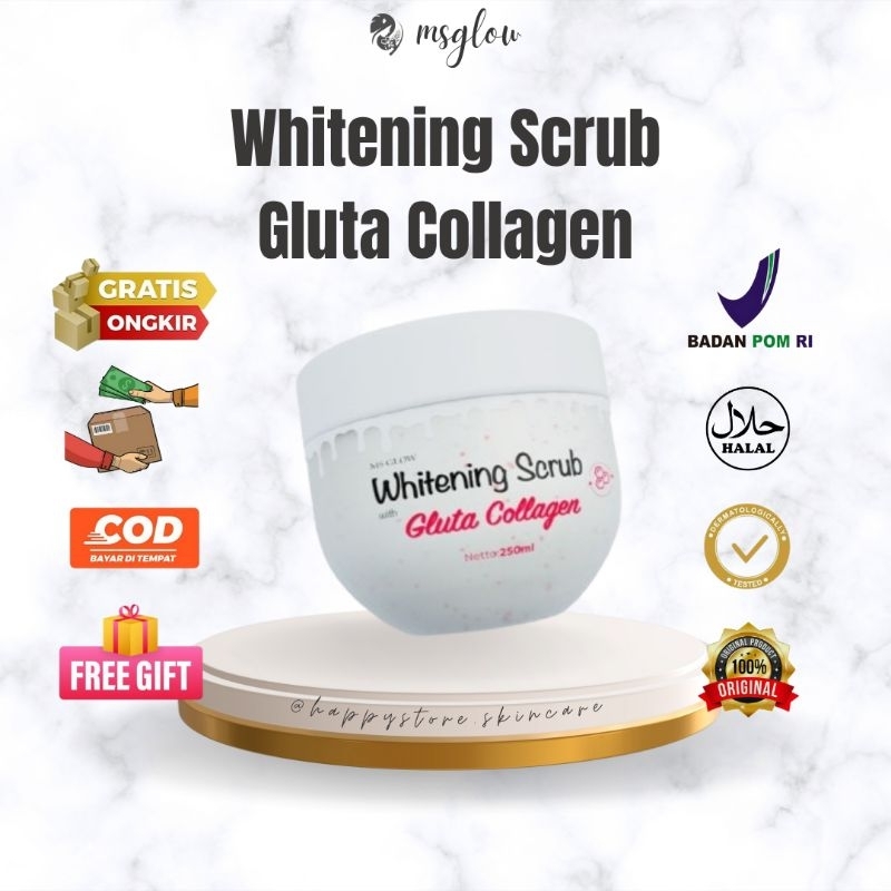 Whitening Scrub with Gluta Collagen / lulur pemutih badan msglow
