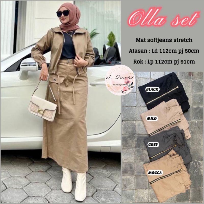 STRIPE SET BY KIRANIA HIJAB DAN NARINA SET OUTER JILBAB SETELN ROK WANITA ZAINA DAN ANDIN ZIAN SET R