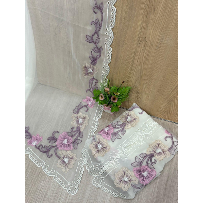 KAIN KEBAYA BORDIR PUTIH ERETAN//BAHAN KEBAYA