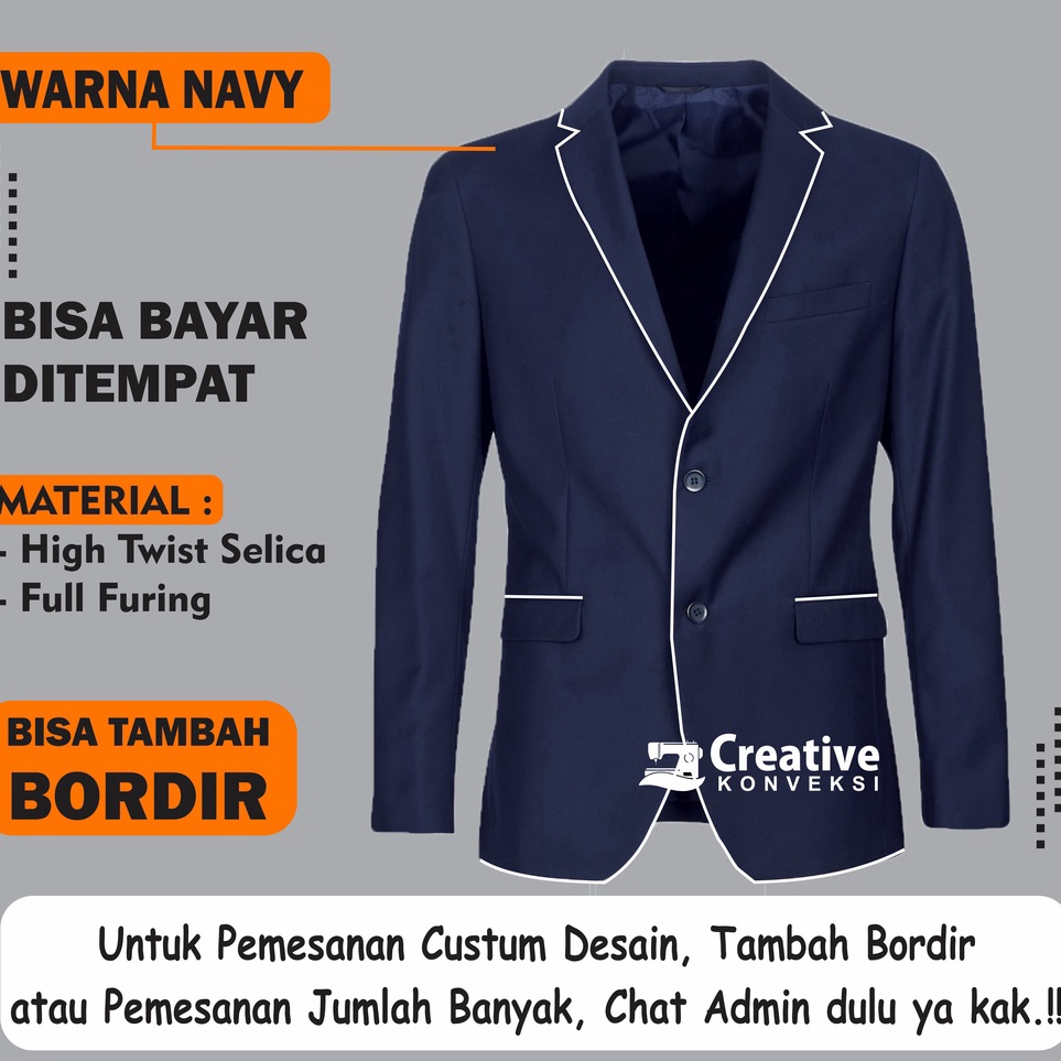 Sedia Disini Jas Almamater, Warna navy lis putih Jas Osis, Jas Sekolah SMP / jas pondok pesantren