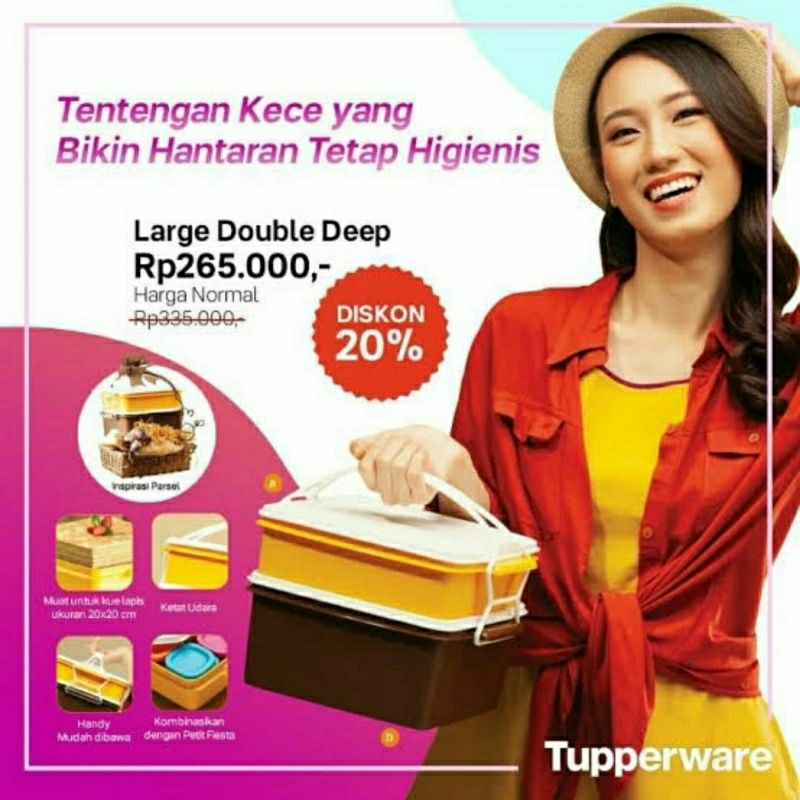 large double deep rantang susun 2 tupperware PROMO ORI