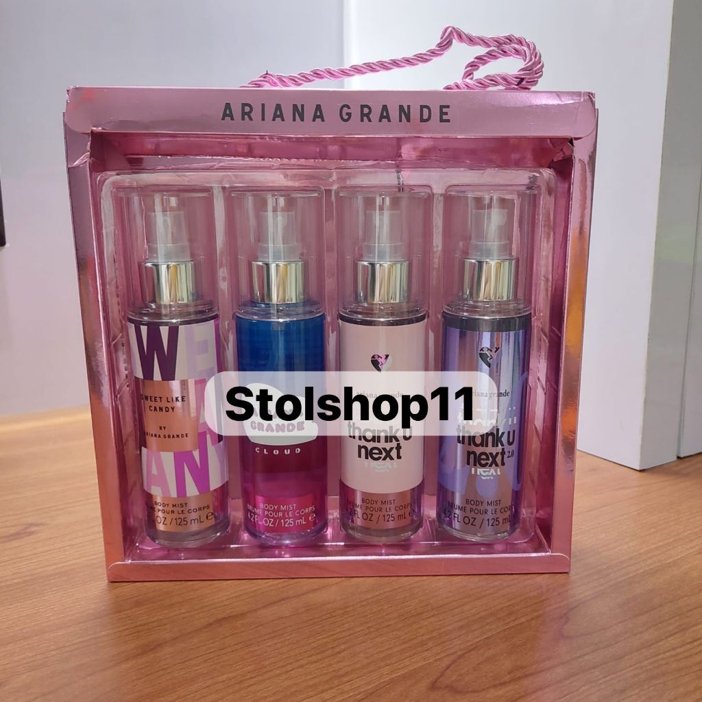 ARIANA GRANDE GIFT SET 4 IN 1 ORIGINAL EROPA BODY MIST ARIANA GRANDE SWEET LIKE CANDY BY ARIANA GRANDE CLOUD / THANK U NEXT / THANK U NEXT 2.0