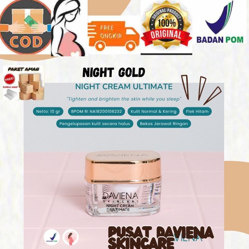 DAVIENA SKINCARE NIGHT CREAM GOLD DAVIENA SKINCARE SERUM GOLD | SKINCARE BPOM | CREAM PEMUTIH WAJAH 